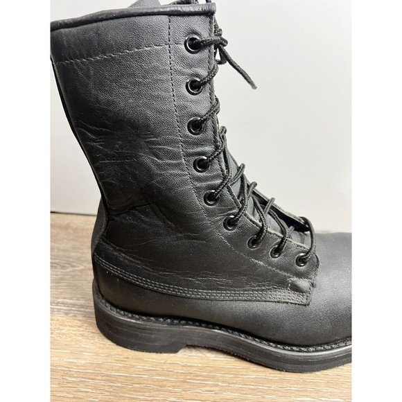 Addison Shoe Company Mens Combat Boots Round Toe Lace Up Leather Black Size 5 W - Picture 9 of 11